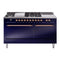 ILVE Nostalgie II 60 inch Propane Gas Range with 10 Sealed Burners, Griddle with Triple Glass Door in Midnight Blue with Copper Trim