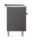 ILVE Nostalgie II 60-Inch  Propane Gas Dual Fuel Range  with 7 Burners, Griddle, & French Top with Solid Door Oven in Matte Graphite with Bronze Trim (UP60FSQNMPMGB)
