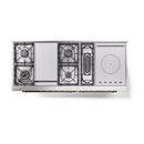 ILVE Nostalgie II 60-Inch  Propane Gas Dual Fuel Range  with 7 Burners, Griddle, & French Top with Solid Door Oven in Matte Graphite with Brass Trim (UP60FSQNMPMGG)