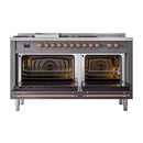 ILVE Nostalgie II 60 inch Propane Gas Range with 10 Sealed Burners, Griddle with Triple Glass Door in Graphite Matte with Copper Trim