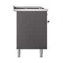 ILVE Nostalgie II 60 inch Propane Gas Range with 10 Sealed Burners, Griddle with Triple Glass Door in Graphite Matte with Copper Trim