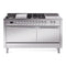 ILVE Nostalgie II 60-Inch Dual Fuel Range with 7 Burners, Griddle, & French Top with Solid Door Oven in Stainless Steel with Chrome Trim (UP60FSQNMPSSC)
