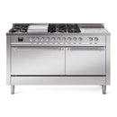 ILVE Nostalgie II 60 inch Propane Gas Range with 10 Sealed Burners, Griddle with Triple Glass Door in Stainless Steel with Chrome Trim