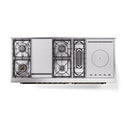 ILVE Nostalgie II 60-Inch Dual Fuel Range with 7 Burners, Griddle, & French Top with Solid Door Oven in White with Bronze Trim (UP60FSQNMPWHB)