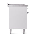 ILVE Nostalgie II 60 inch Propane Gas Range with 10 Sealed Burners, Griddle with Triple Glass Door in White with Chrome Trim