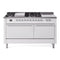 ILVE Nostalgie II 60 inch Propane Gas Range with 10 Sealed Burners, Griddle with Triple Glass Door in White with Chrome Trim