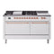 ILVE Nostalgie II 60 inch Propane Gas Range with 10 Sealed Burners, Griddle with Triple Glass Door in White with Copper Trim