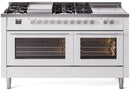 ILVE 60-Inch Professional Plus II Freestanding Dual Fuel Range with 7 Gas Burner and Removable Griddle in White (UP60FSWMPWH)