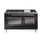 ILVE Professional Plus II 60-Inch 3.5 + 1.52 Cu. Ft. Propane Gas Dual Fuel Range with 9 Burners, Griddle and Triple Glass Door in Glossy Black (UP60FWMPBKLP)