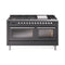 ILVE Professional Plus II 60-Inch 3.5 + 1.52 Cu. Ft. Dual Fuel Range with 9 Burners, Griddle and Triple Glass Door Oven in Matte Graphite (UP60FWMPMG)