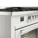 ILVE Professional Plus II 60-Inch 3.5 + 1.52 Cu. Ft. Propane Gas Dual Fuel Range with 9 Burners, Griddle and Triple Glass Door in White (UP60FWMPWHLP)