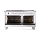 ILVE Professional Plus II 60-Inch 3.5 + 1.52 Cu. Ft. Propane Gas Dual Fuel Range with 9 Burners, Griddle and Triple Glass Door in White (UP60FWMPWHLP)