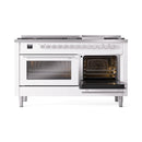 ILVE Professional Plus II 60-Inch 3.5 + 1.52 Cu. Ft. Propane Gas Dual Fuel Range with 9 Burners, Griddle and Triple Glass Door in White (UP60FWMPWHLP)