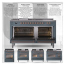 ILVE Nostalgie II Limited Edition 40-Inch Dual Fuel Range with 6 Gas Brass Burners and Electric Oven in Matte Graphite (UPD406NMPMGG-LE)