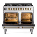 ILVE Nostalgie II Limited Edition 40-Inch Dual Fuel Range with 6 Gas Brass Burners and Electric Oven in Stainless Steel (UPD406NMPSSG-LE)