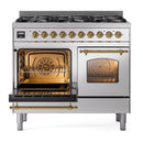 ILVE Nostalgie II Limited Edition 40-Inch Dual Fuel Range with 6 Gas Brass Burners and Electric Oven in Stainless Steel (UPD406NMPSSG-LE)