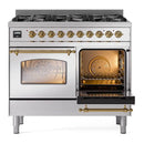 ILVE Nostalgie II Limited Edition 40-Inch Dual Fuel Range with 6 Gas Brass Burners and Electric Oven in Stainless Steel (UPD406NMPSSG-LE)