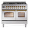 ILVE Nostalgie II Limited Edition 40-Inch Dual Fuel Range with 6 Gas Brass Burners and Electric Oven in Stainless Steel (UPD406NMPSSG-LE)