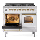 ILVE Nostalgie II Limited Edition 40-Inch Dual Fuel Range with 6 Gas Brass Burners and Electric Oven in White (UPD406NMPWHG-LE)