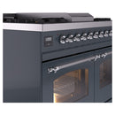 ILVE Nostalgie II 40-Inch Dual Fuel Freestanding Range with Removable Griddle in Blue Grey with Chrome Trim (UPD40FNMPBGC)