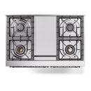 ILVE Nostalgie II 40-Inch Dual Fuel Freestanding Range with Removable Griddle in Blue Grey with Chrome Trim (UPD40FNMPBGC)