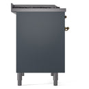 ILVE Nostalgie II 40-Inch Dual Fuel Freestanding Range with Removable Griddle in Blue Grey with Brass Trim (UPD40FNMPBGG)