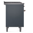 ILVE Nostalgie II 40-Inch Dual Fuel Freestanding Range with Removable Griddle in Blue Grey with Copper Trim (UPD40FNMPBGP)