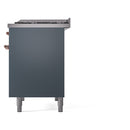 ILVE Nostalgie II 40-Inch Dual Fuel Freestanding Range with Removable Griddle in Blue Grey with Copper Trim (UPD40FNMPBGP)