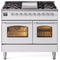 ILVE Nostalgie II 40-Inch Dual Fuel Freestanding Range with Removable Griddle in White with Chrome Trim (UPD40FNMPWHC)