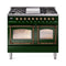 ILVE Nostalgie II Noblesse 40-Inch 4.3 Cu. Ft. Dual Oven Propane Gas Dual Fuel Range with 6 Burners, Griddle and Triple Glass Door in Emerald Green with Burnished Bronze Trim (UND40FNMPEGBLP)