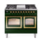 ILVE Nostalgie II Noblesse 40-Inch 4.3 Cu. Ft. Dual Oven Propane Gas Dual Fuel Range with 6 Burners, Griddle and Triple Glass Door in Emerald Green with Brass Trim (UND40FNMPEGGLP)