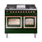ILVE Nostalgie II Noblesse 40-Inch 4.3 Cu. Ft. Dual Oven Propane Gas Dual Fuel Range with 6 Burners, Griddle and Triple Glass Door in Emerald Green with Copper Trim (UND40FNMPEGPLP)