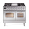 ILVE Nostalgie II Noblesse 40-Inch 4.3 Cu. Ft. Dual Oven Propane Gas Dual Fuel Range with 6 Burners, Griddle and Triple Glass Door in Stainless Steel with Chrome Trim (UND40FNMPSSCLP)