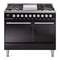 ILVE Professional Plus II 40-Inch 2.3 + 2.0 Cu. Ft. Dual Fuel Range with 6 Burners and Solid Door Oven in Glossy Black (UPD40FQMPBK)