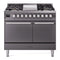 ILVE Professional Plus II 40-Inch 2.3 + 2.0 Cu. Ft. Propane Gas Dual Fuel Range with 6 Burners and Solid Door in Graphite Matte (UPD40FQMPMGLP)