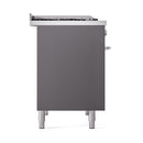 ILVE Professional Plus II 40-Inch 2.3 + 2.0 Cu. Ft. Propane Gas Dual Fuel Range with 6 Burners and Solid Door in Graphite Matte (UPD40FQMPMGLP)