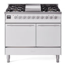ILVE Professional Plus II 40-Inch 2.3 + 2.0 Cu. Ft. Propane Gas Dual Fuel Range with 6 Burners and Solid Door in White (UPD40FQMPWHLP)