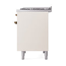 ILVE Nostalgie II 40 inch Propane Gas Dual Fuel Range with 6 Sealed Burners, Griddle with Triple Glass Door in Antique White with Burnished Trim