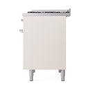 ILVE 40-Inch Nostalgie II Dual Fuel Range with 6 Burners, Griddle and Solid Door Oven in Antique White with Chrome Trim (UPD40FQNMPAWC)