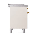 ILVE Nostalgie II 40 inch Propane Gas Dual Fuel Range with 6 Sealed Burners, Griddle with Triple Glass Door in Antique White with Brass Trim