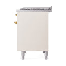 ILVE 40-Inch Nostalgie II Dual Fuel Range with 6 Burners, Griddle and Solid Door Oven in Antique White with Brass Trim (UPD40FQNMPAWG)