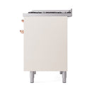 ILVE Nostalgie II 40 inch Propane Gas Dual Fuel Range with 6 Sealed Burners, Griddle with Triple Glass Door in Antique White with Copper Trim