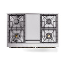 ILVE 40-Inch Nostalgie II Dual Fuel Range with 6 Burners, Griddle and Solid Door Oven in Blue Grey with Bronze Trim (UPD40FQNMPBGB)