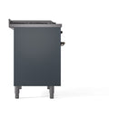 ILVE Nostalgie II 40 inch Propane Gas Dual Fuel Range with 6 Sealed Burners, Griddle with Triple Glass Door in Blue Grey with Burnished Trim
