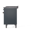 ILVE Nostalgie II 40 inch Propane Gas Dual Fuel Range with 6 Sealed Burners, Griddle with Triple Glass Door in Blue Grey with Burnished Trim