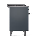 ILVE Nostalgie II 40 inch Propane Gas Dual Fuel Range with 6 Sealed Burners, Griddle with Triple Glass Door in Blue Grey with Chrome Trim