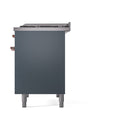 ILVE Nostalgie II 40 inch Propane Gas Dual Fuel Range with 6 Sealed Burners, Griddle with Triple Glass Door in Blue Grey with Copper Trim