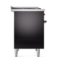 ILVE Nostalgie II 40 inch Propane Gas Dual Fuel Range with 6 Sealed Burners, Griddle with Triple Glass Door in Glossy Black with Burnished Trim