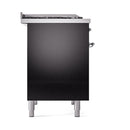 ILVE Nostalgie II 40 inch Propane Gas Dual Fuel Range with 6 Sealed Burners, Griddle with Triple Glass Door in Glossy Black with Chrome Trim