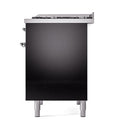 ILVE Nostalgie II 40 inch Propane Gas Dual Fuel Range with 6 Sealed Burners, Griddle with Triple Glass Door in Glossy Black with Chrome Trim
